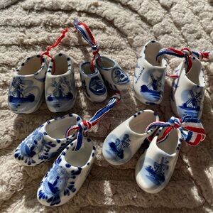Tiny miniature Vintage delft ceramic clogs